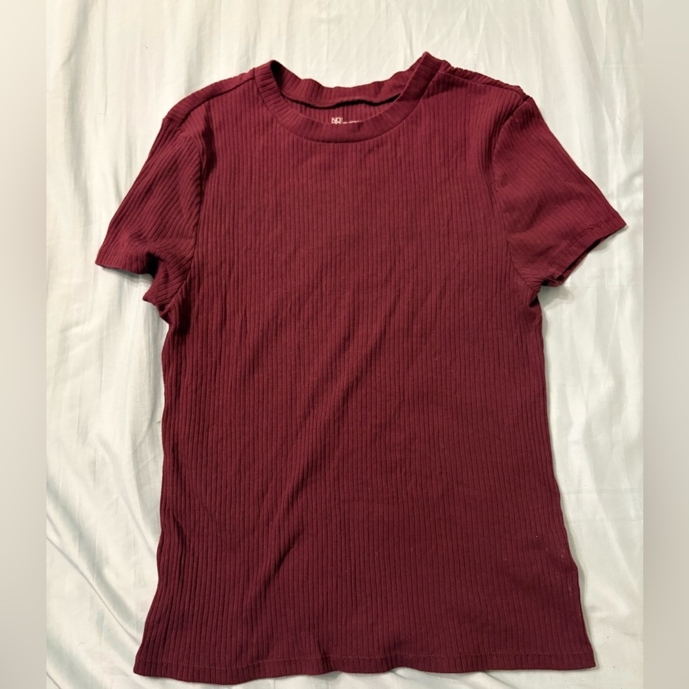 No Boundaries Maroon Ribbed Top